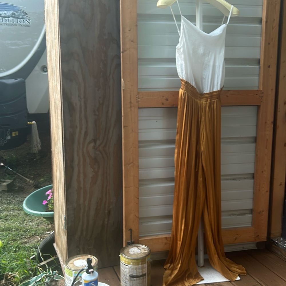 Accordion Pleated Wide Leg Pants jumpsuit (Las)